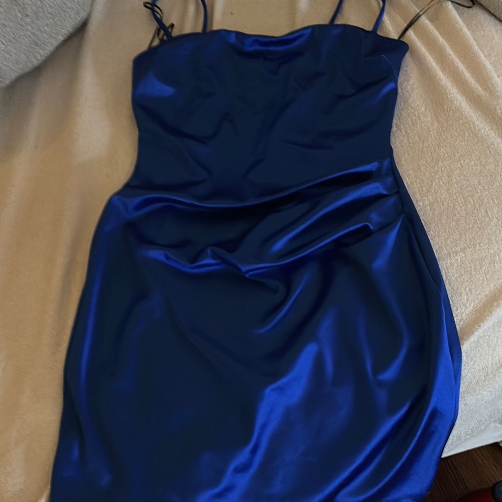 Elegant Blue Satin Dress